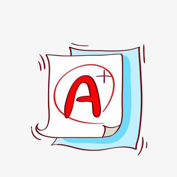 手绘A+分数试卷免抠