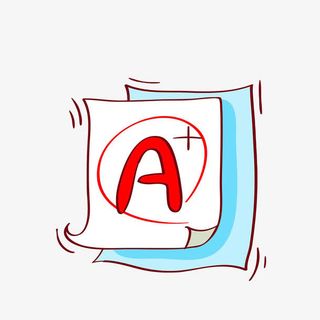 手绘A+分数试卷免抠