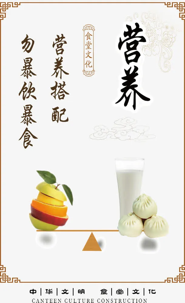 中华文明食堂文化营养海报免抠
