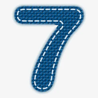 蓝色牛仔数字艺术字免抠