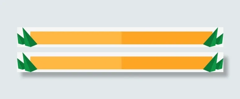 橘黄色绿色元素上边框免抠