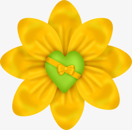黄色心形鲜花免抠