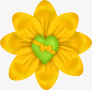 黄色心形鲜花免抠