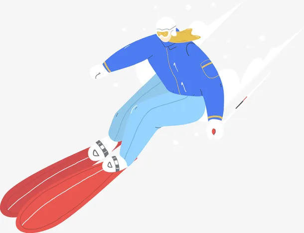 手绘滑雪运动免抠