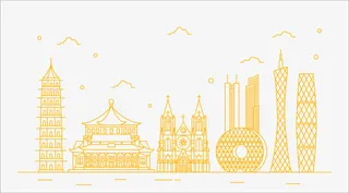 广州特色建筑线条图免抠