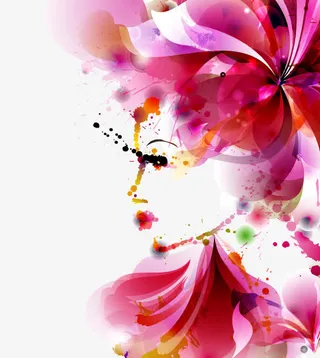 彩色抽象花瓣人物头像免抠