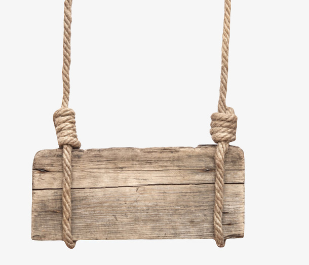 灰色斑驳带裂纹用大麻绳挂着的木免抠