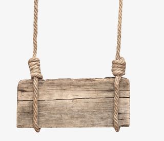 灰色斑驳带裂纹用大麻绳挂着的木免抠