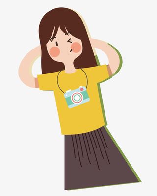 躺着的女孩卡通插画免抠