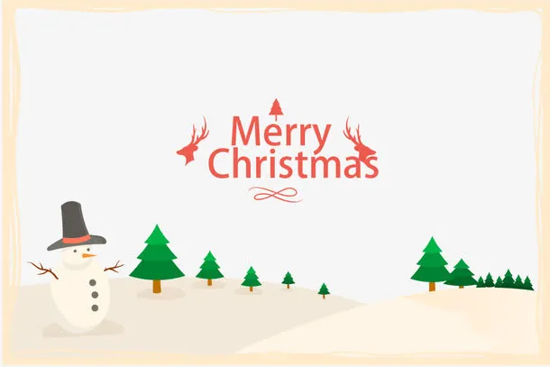 复古边框圣诞卡免抠