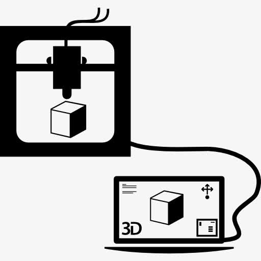 3D打印机连接到电脑打印一个立方体图标免抠