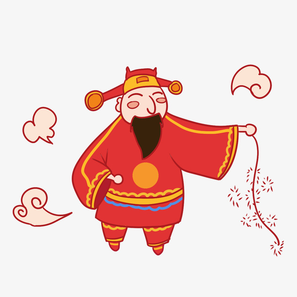 卡通手绘财神新年素材免抠