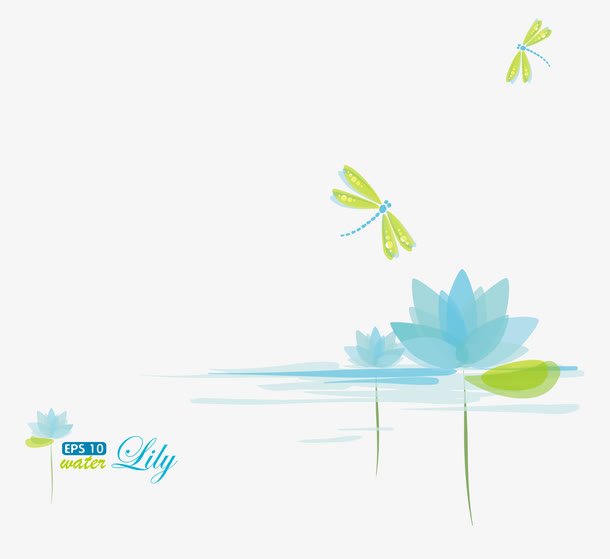 矢量荷花蜻蜓免抠