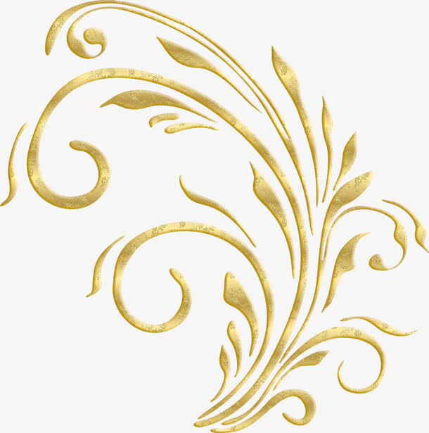 金色植物花纹免抠