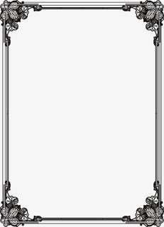 手绘花黑线框免抠