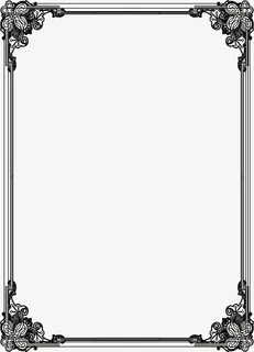 手绘花黑线框免抠