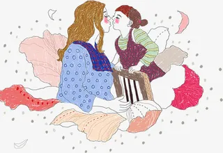 人物手绘温馨母女免抠