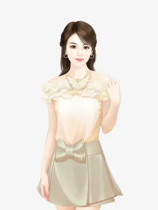 手绘校花女学生美女免抠