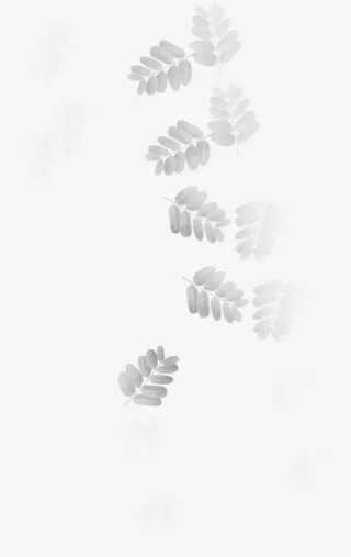 春天手绘灰色树叶免抠