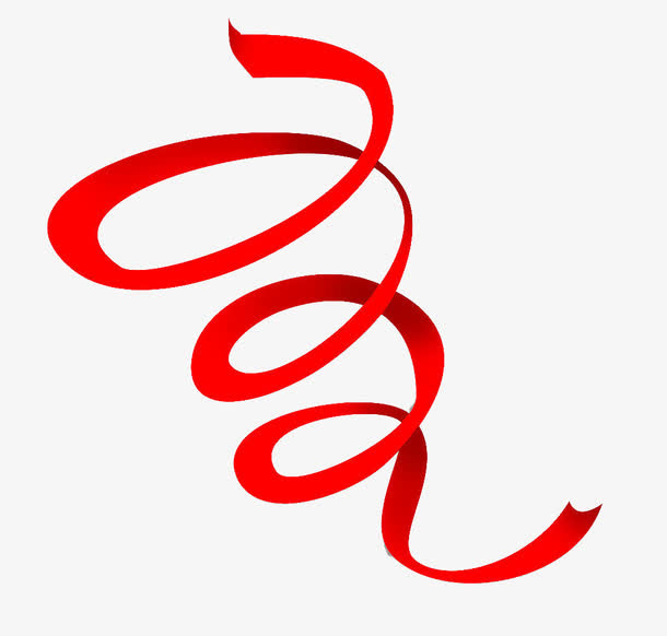 螺旋红色飘带免抠
