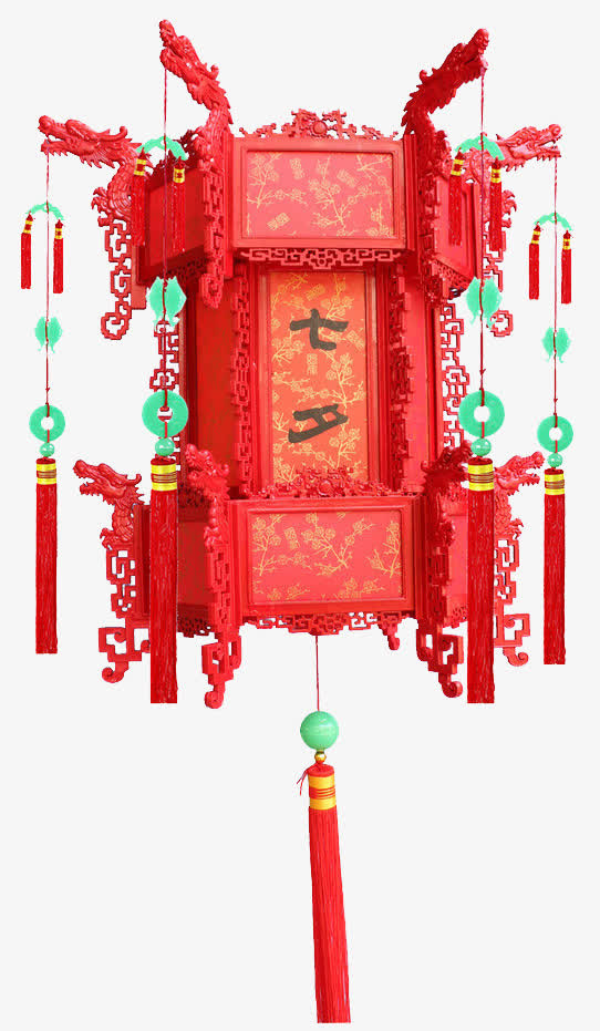红色七夕宫灯免抠