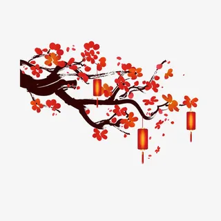 喜庆梅花灯笼免抠