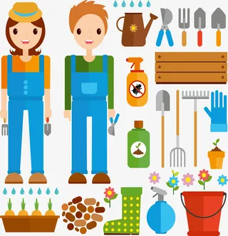 春天花园园丁工具免抠