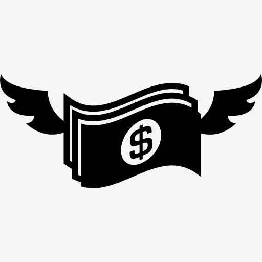 元钱钞票纸的翅膀图标免抠