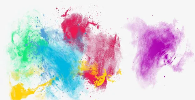 彩色泼墨彩虹图案免抠