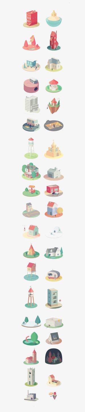 卡通立体房子合集免抠装饰ppt元素