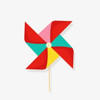 六一儿童节创意字体节日海报 大风车免抠