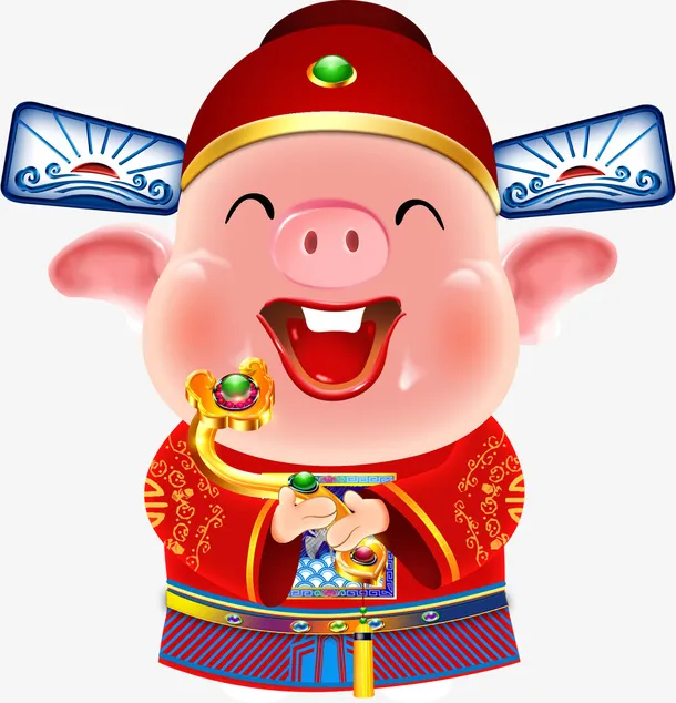 卡通可爱猪财神PSD素材免抠
