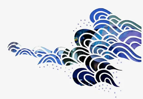 蓝色和风素材免抠