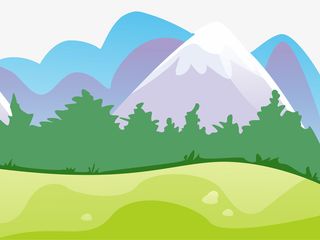 高山森林草地卡通图免抠