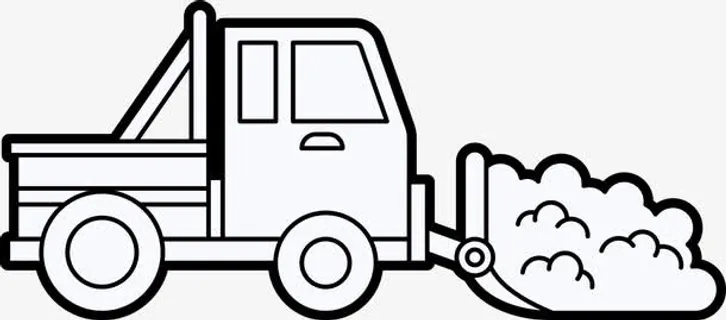 卡通手绘推土机车子矢量图免抠