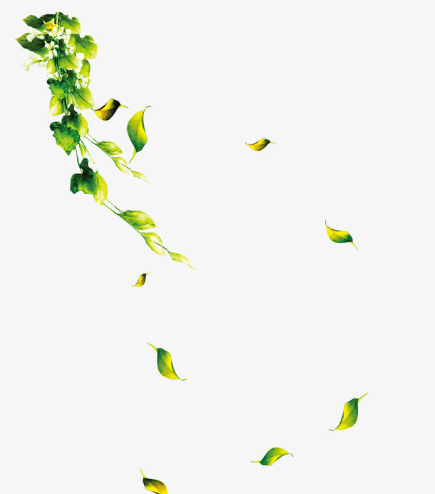 绿色蔓藤落叶免抠