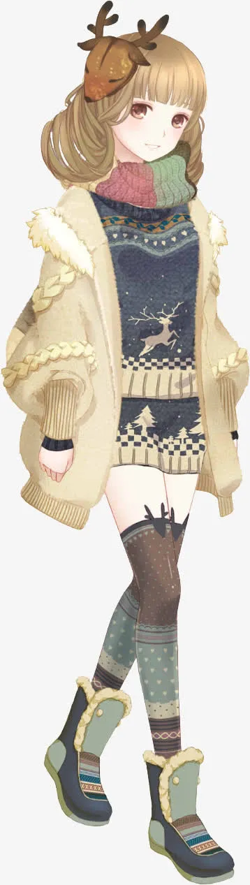 暖暖森女麋鹿套装免抠