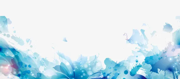 蓝色唯美水墨花朵装饰背景