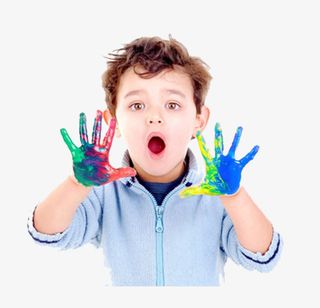 涂着油漆呐喊的小孩子素材免抠