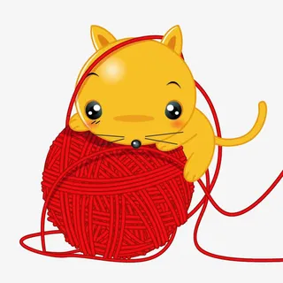 手绘小动物线团免抠