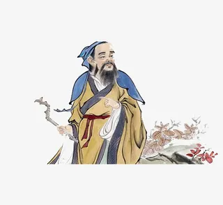 穿棕色长山的华佗水墨画免抠