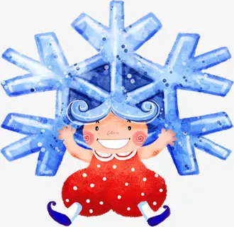 蓝色雪花创意人物免抠