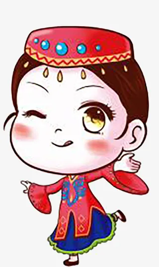 手绘新疆人物形象免抠
