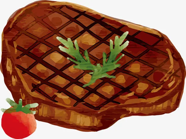 美味手绘牛排免抠
