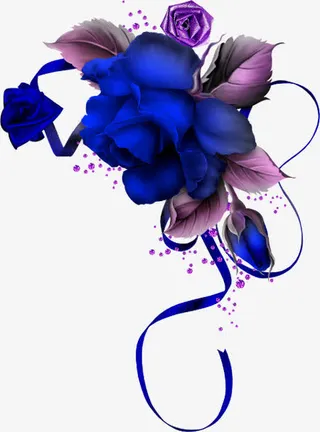 蓝色月季花免抠