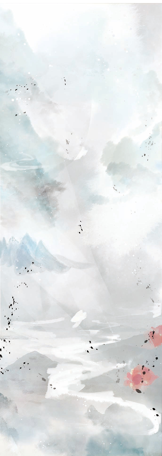 水墨山水云雾蓝背景高清