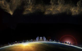 黑色质感洒金大气地产楼盘开盘海报背景高清