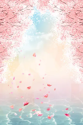 粉色浪漫樱花花瓣背景高清