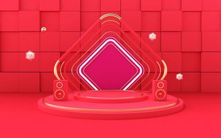 红色电商背景3d图高清