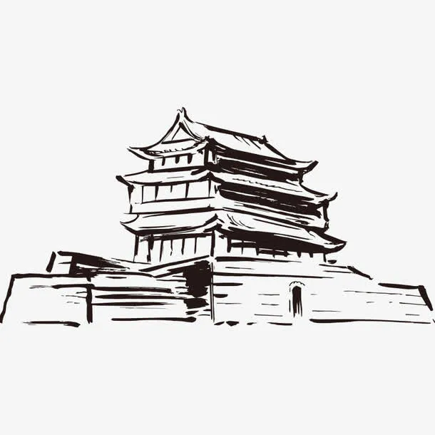 素描房子 城市免抠